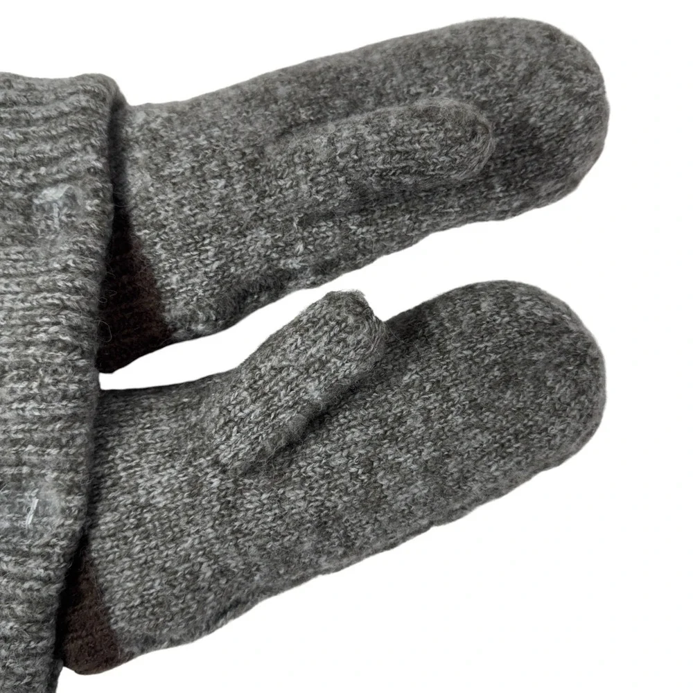 NWT Gray‎ Knit Reindeer Hat Mittens Set Kids 3-6 Winter Christmas Fleece Lined